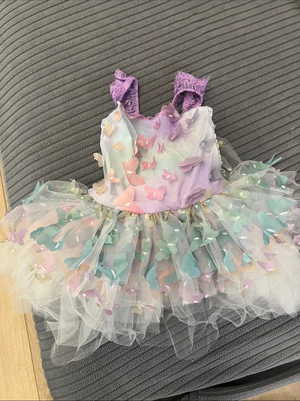 Pastel Butterfly Tutu Dress for Girls - Purple & Multicolor